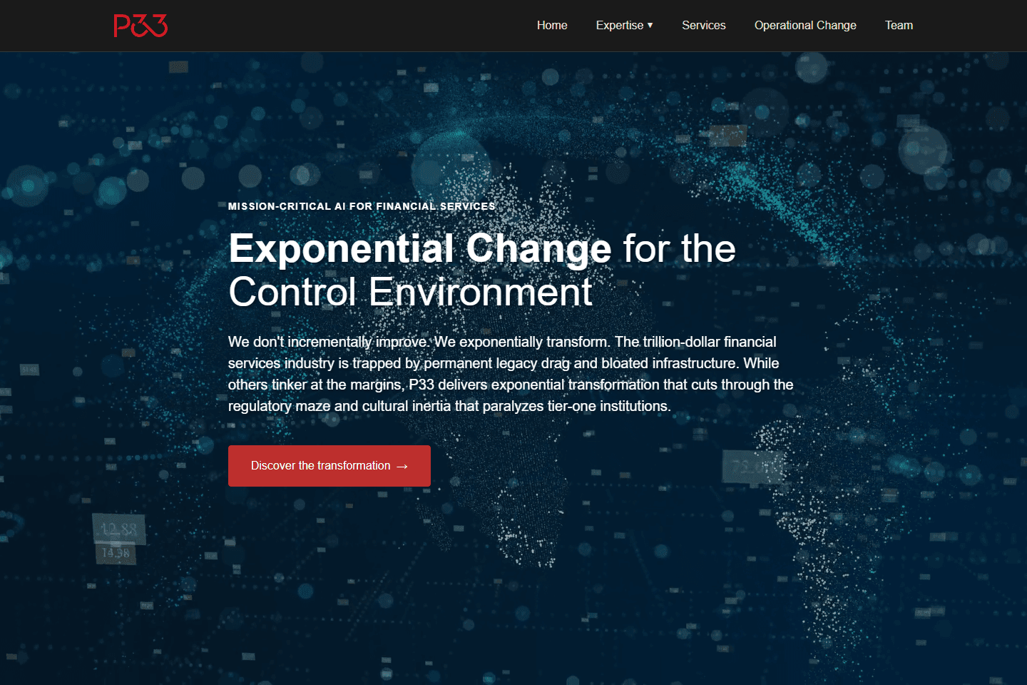 Public Prospect 33 website showing its AI and financial-services engineering focus
