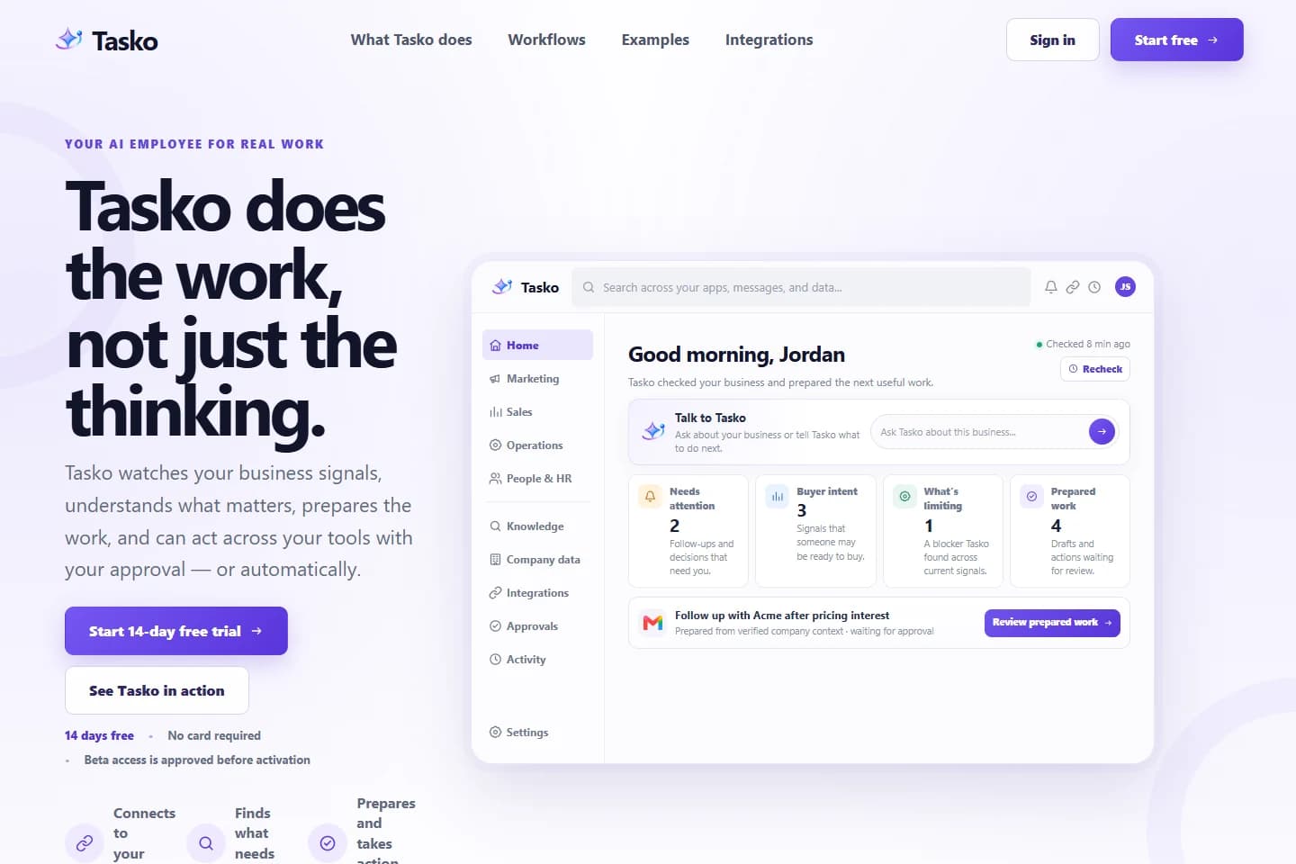 Actual Tasko public product interface